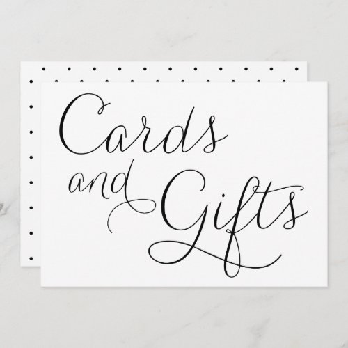 Black Dainty Script Wedding Cards and Gifts Sign