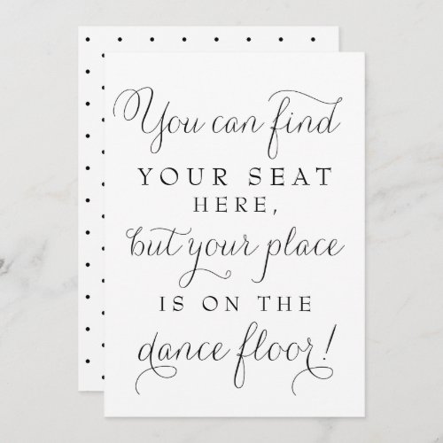 Black Dainty Script Wedding Find Your Seat Sign Invitation