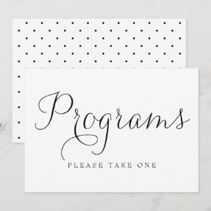 Black Dainty Script Wedding Programs Sign