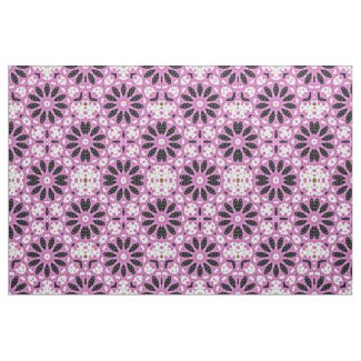 Black Daisies Pink Floral Print Fabric