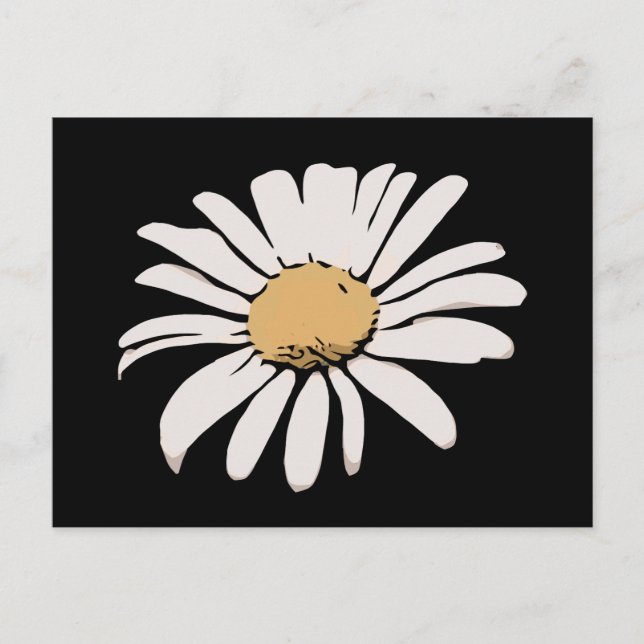 Black Daisy Floral Postcard (Front)