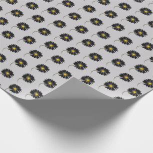 black daisy on gray wrapping paper