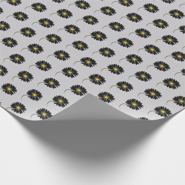 black daisy on gray wrapping paper (Corner)