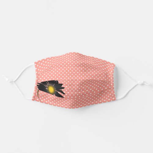 black daisy on polka dots adult cloth face mask