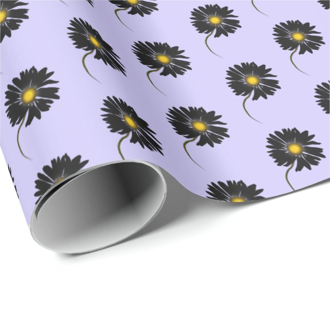 black daisy on purple wrapping paper (Roll Corner)