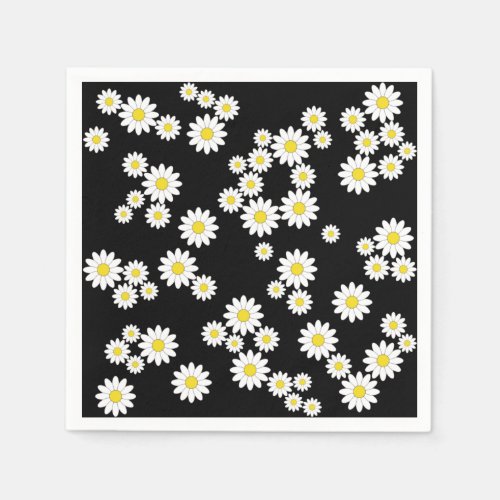 Black Daisy Paper Napkins