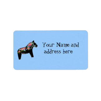 Black Dala Horse Address Label