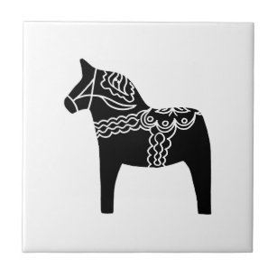 Black Dala Horse Ceramic Tile