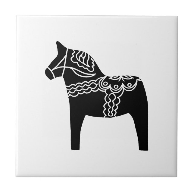 Black Dala Horse Ceramic Tile (Front)
