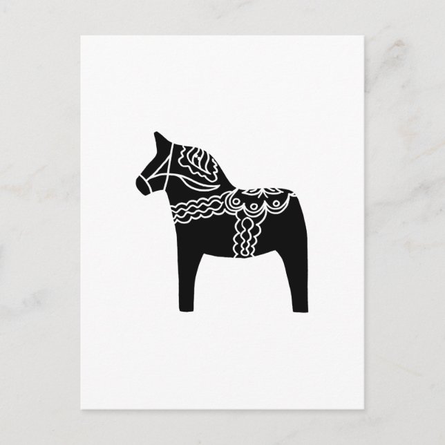 Black Dala Horse Postcard (Front)