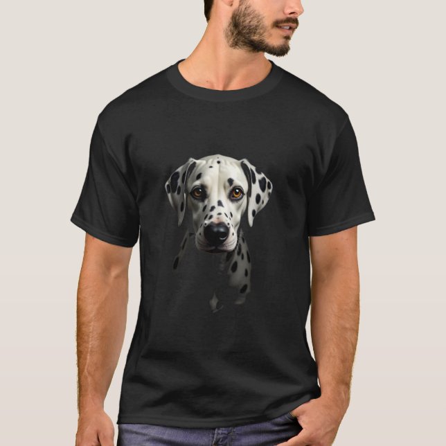 Black Dalmatian Dog Dalmatian Face T-Shirt (Front)
