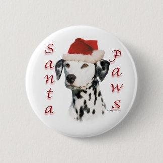 Black Dalmatian Santa Paws - Button