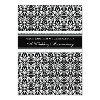 Black Damask 15th Anniversary Party Invitation