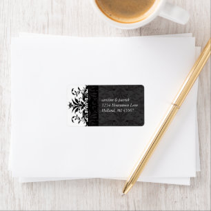 Black Damask  Address Labels -