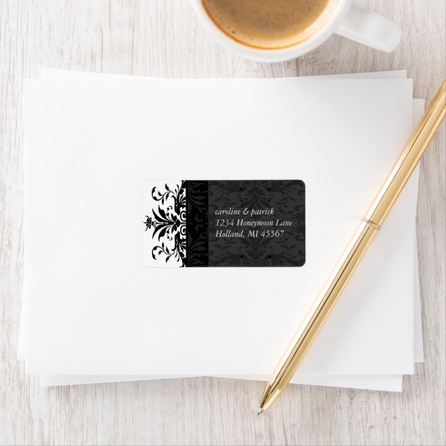 Black Damask  Address Labels - (Insitu)