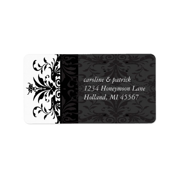 Black Damask Address Labels - | Zazzle