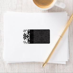 Black Damask  Address Labels -