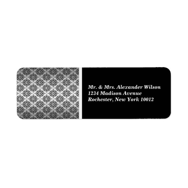 Black Damask Address Labels (Front)