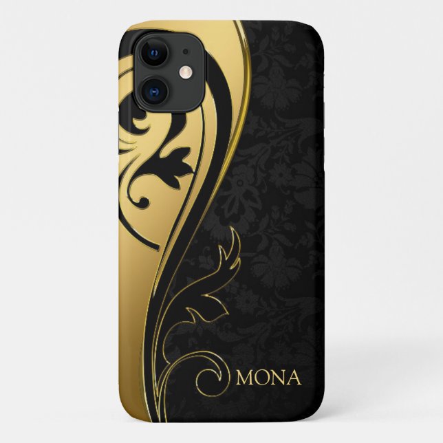 Black Damask And Black Swirl Case-Mate iPhone Case (Back)