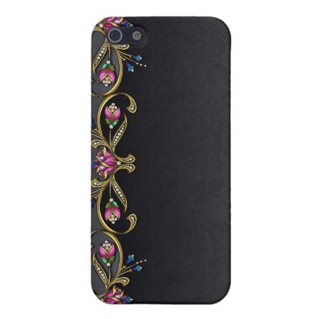 Black Damask And Jewels Iphone 4g Case