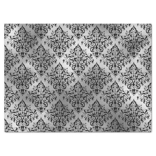 Black Damask and Silver Decoupage Tissue Paper