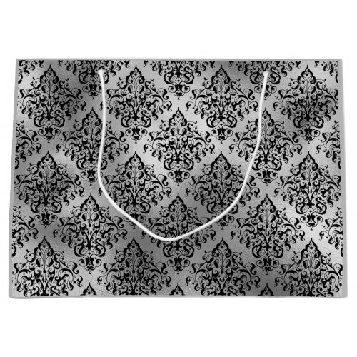 Black Damask and Silver Large Gift Bag