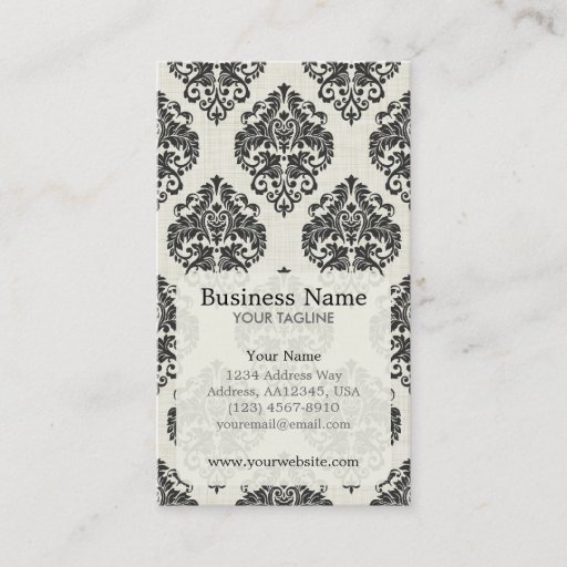 Customizable Black Damask Appointment Business Card