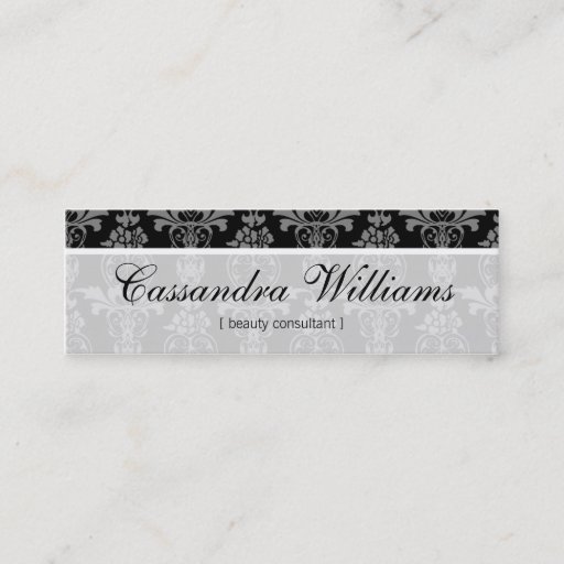 Customizable Black Damask Beauty Micro Mini Business Cards