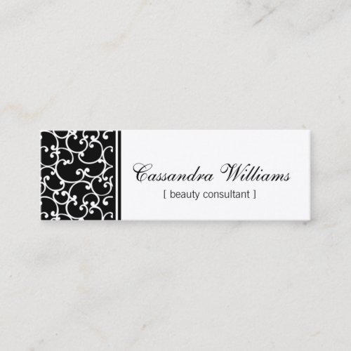 Black Damask Beauty Micro Mini Business Cards