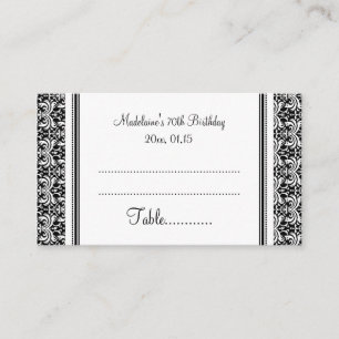 Black Damask Birthday Table Place Setting Cards