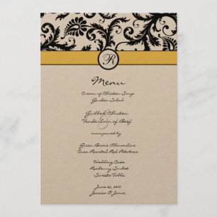 Black Damask Borders Wedding Invitation