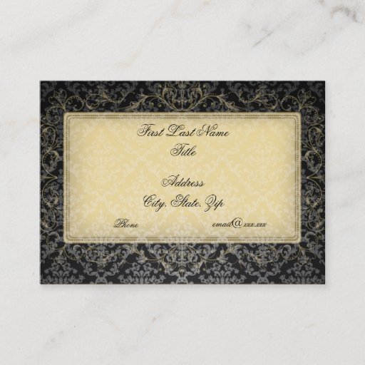 Customizable Black Damask Business Card