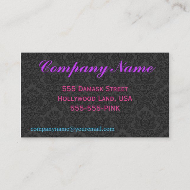 Black Damask Business Card (Front)
