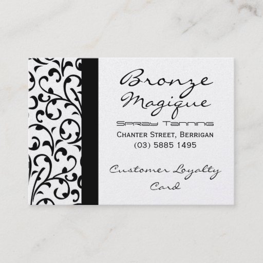 Customizable Black Damask Business Customer Loyalty Card Business Card Template