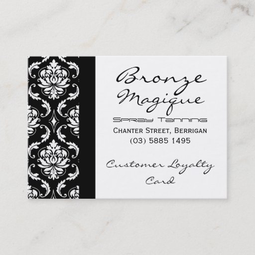Customizable Black Damask Business Customer Loyalty Cards Business Cards