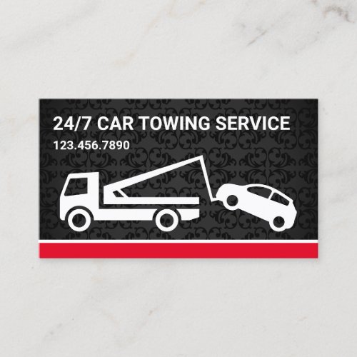 Black Damask Car Towing Service Tow Truck Business Card