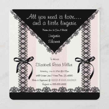 Black Damask Corset Lingerie Bridal Shower Invite by Zulibby at Zazzle