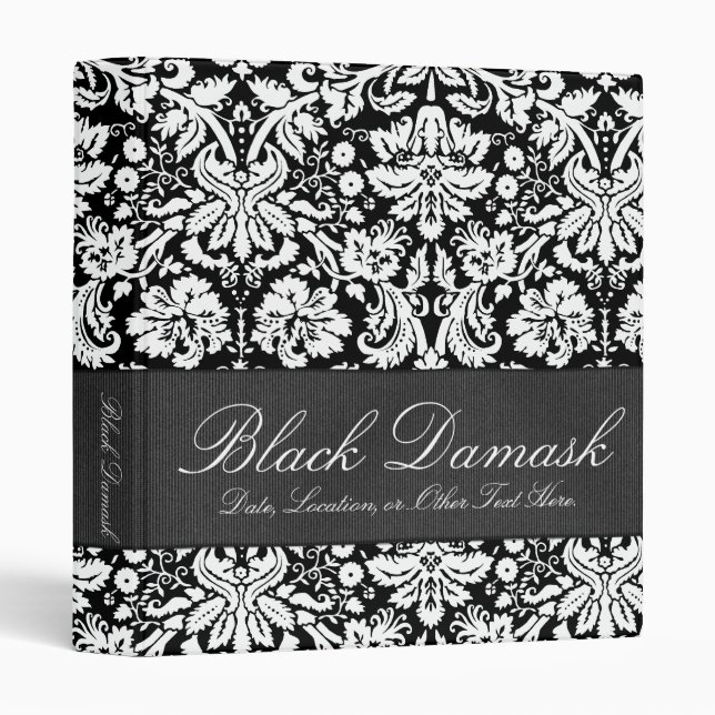 Black Damask Custom 1" Binder (Front/Spine)