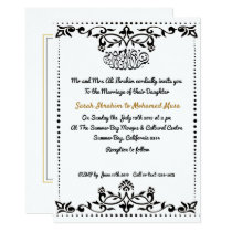 Black Damask decorative Muslim wedding Invitation