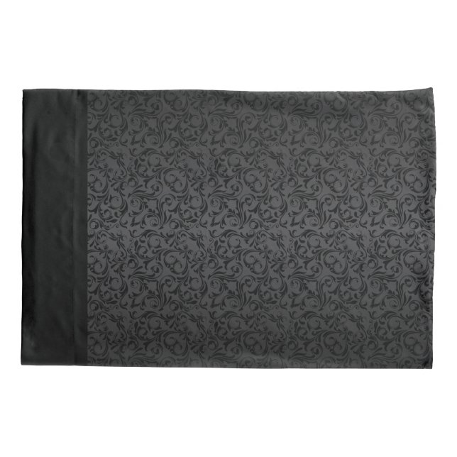 Black Damask Design Pillowcase (Back)