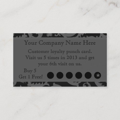Black Damask Discount Promotional Punch Card Business Cards