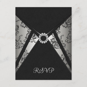 Black Damask Elegant RSVP Card