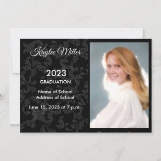 Black Damask Formal Graduation Announcement