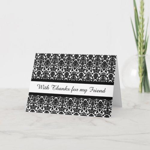 Black Damask Friend Thank You Matron of Honor Card