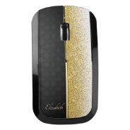 Black Damask , Gold Glitter  -personalized Wireless Mouse at Zazzle