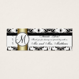 Black Damask Gold Wedding Favor Tag