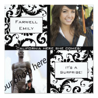 Black Damask Graduation Farewell Invitation