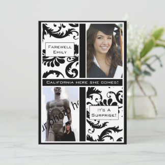 Black Damask Graduation Farewell Invitation