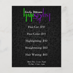 Black Damask Hair Stylist Flyer