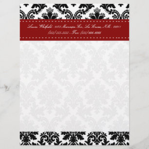 Black Damask Lace Broquade Letterhead Stationery